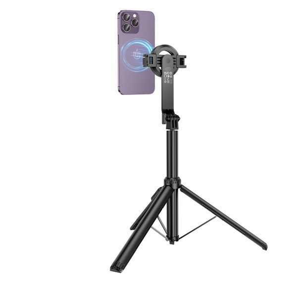 Селфі-палиця трипод HOCO K25 Sherkhan MagSafe alum.alloy live broadcast holder 1,5m Black 00000000638 фото