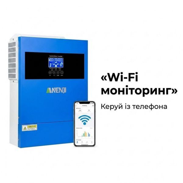 4.2 кВт LiFePO4 Комплект резервного живлення Інвертор Anenji WiFi 24 В + 2 акумулятора 12V 100Ah Foursun 00000001102 фото