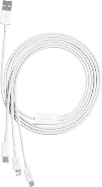 USB кабель Baseus Superior Series Fast Charging Data Cable USB to M+L+C 3.5A 1.5m White CAMLTYS-02 00000000952 фото