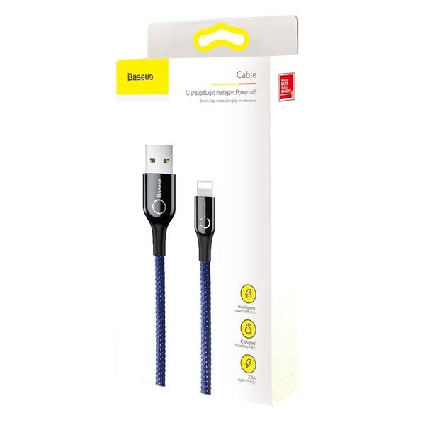 Кабель Baseus C-shaped Light Intelligent power-off Cable for Lightning 2.4A (CALCD-03) Blue 00000000076 фото