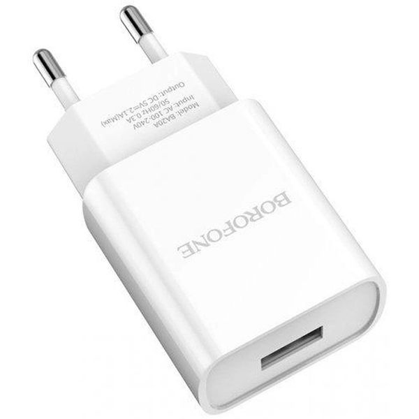 Мережевий зарядний пристрій Borofone BA20A Sharp 1USB/2.1A white 00000001062 фото