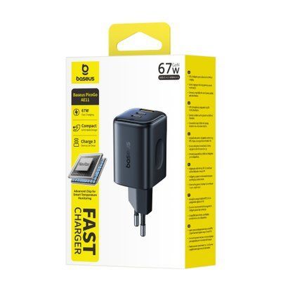 МЗП Baseus PicoGo AE11 Fast Charger 2C+U 67W Black E0121200 00000000751 фото