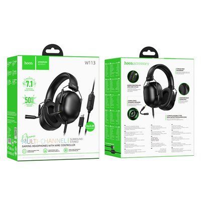 Навушники HOCO W113 Dynamic USB7.1 channel gaming headphones black 00000000465 фото