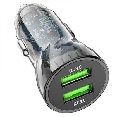 АЗП HOCO Z47A Transparent Discovery Edition 1PDout/1USB/QC/PD30W/3A Black 00000000600 фото