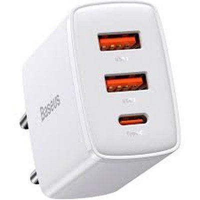 МЗП Baseus Compact Quick Charger 2U+C 30W EU White CCXJ-E02 00000000720 фото
