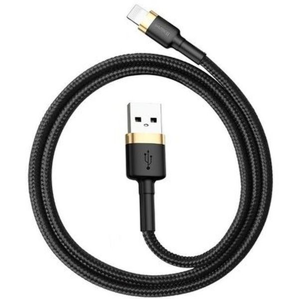 Кабель Baseus Cafule USB to lightning 1.5A 2m(CALKLF-CV1) Black & Gold 00000000150 фото