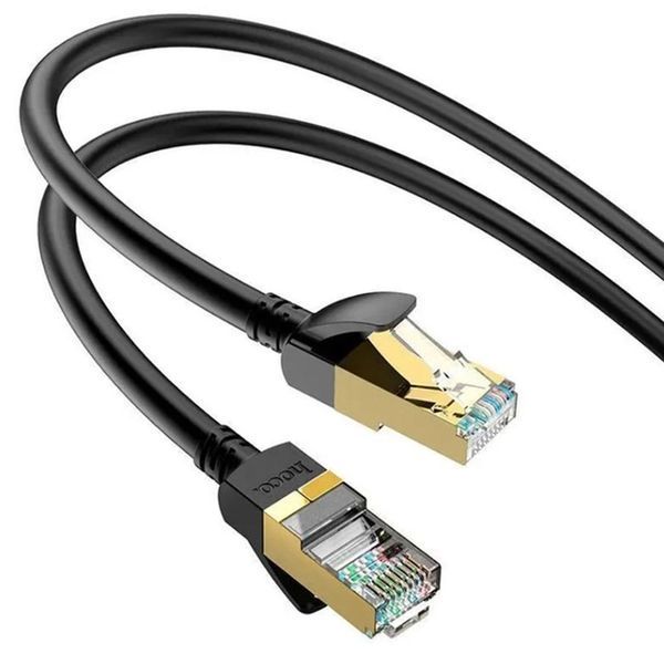 Інтернет кабель HOCO US02 Level pure copper gigabit ethernet cable 1Gb 125Mb/s 1m. Чорний 00000001011 фото