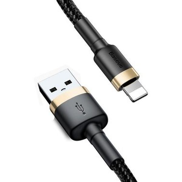 Кабель Baseus Cafule USB to lightning 1.5A 2m(CALKLF-CV1) Black & Gold 00000000150 фото