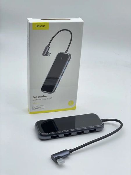 USB-хаб (адаптер) Type-C Baseus Multi-functional HUB (Type-C to 4xUSB3.0+PD) Gray (CAHUB-EZ0G) 00000002023 фото