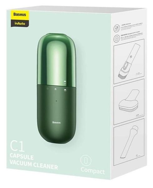 Автомобільний бездротовий портативний (ручний) пилосос Baseus C1 Vacuum Cleaner Green (CRXCQC1-06) 00000002077 фото