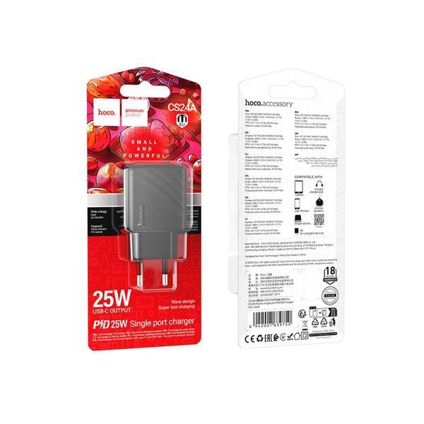 Мережевий Зарядний Пристрій Hoco CS24A 1USB-C PD/QC 25W 00000000344 фото