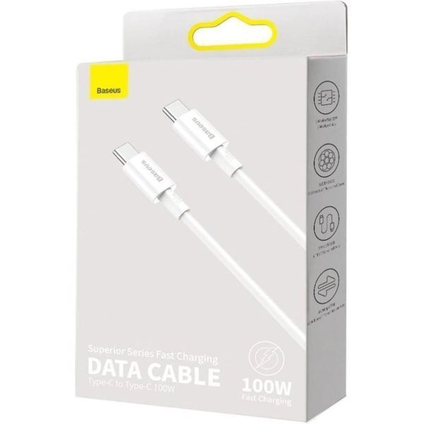 PD кабель Baseus Superior Series Fast Charging Data Cable Type-C to Type-C 100W 2m White CATYS-C02 00000001058 фото