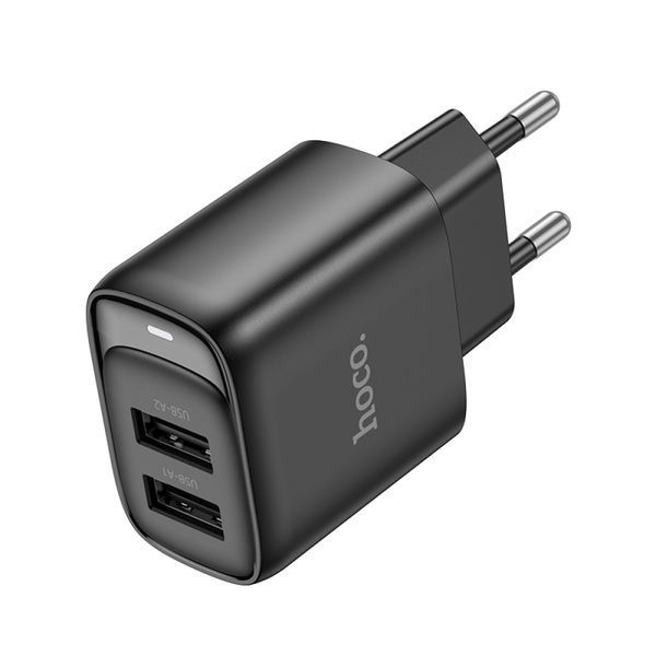 МЗП HOCO C141A Smart dual-port charger(EU) 5V/2.1A Black 00000000854 фото