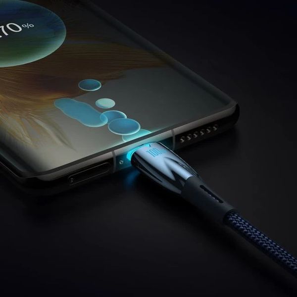 PD кабель Baseus Glimmer Series Fast Charging Data Cable Type-C to Type-C 100W 1m Blue CADH000703 00000001062 фото