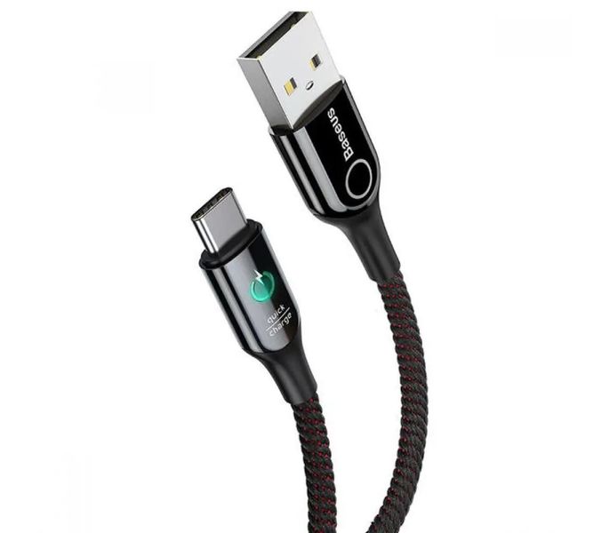 Кабель Baseus C-shaped Light Intelligent power-off Cable USB For Type-C 3A (CATCD) Black 00000000077 фото