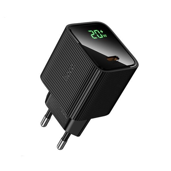 МЗП HOCO CS82A Excellent single port PD20W charger with digital display(EU) Black 00000000392 фото