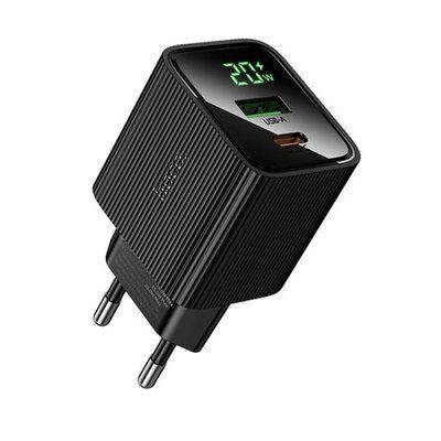 МЗП HOCO CS83A Excellent PD20W+QC3.0 charger with digital display(EU) Black 00000000391 фото