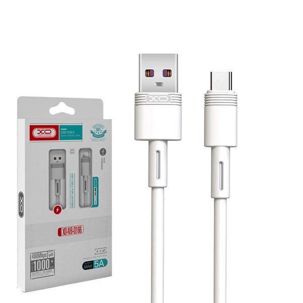 Кабель XO NB-Q166 fast charging usb cable for Type-c 5A/1m Білий 00000000961 фото