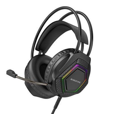 Навушники ігрові дротові BOROFONE BO105 Thunder gaming headphones with mic чорні 00000000406 фото
