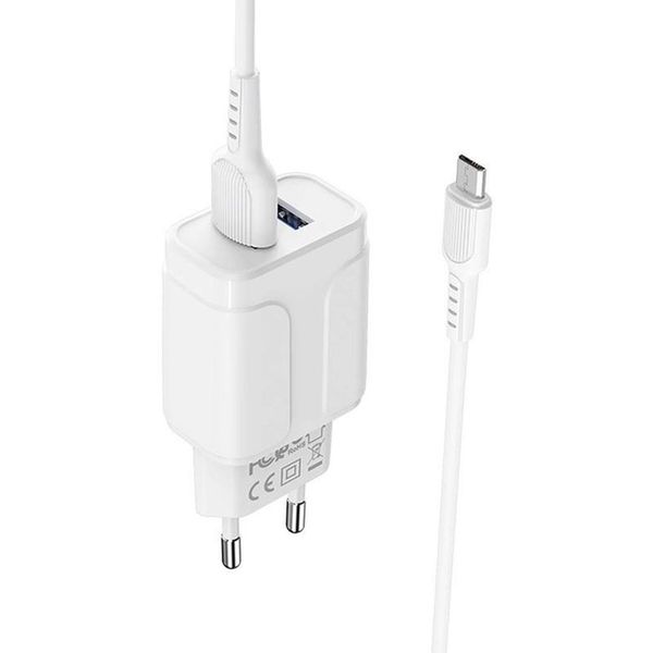 Мережевий Зарядний Пристрій Borofone BA37A 2USB 2.4A+кабель Micro USB White 00000001081 фото