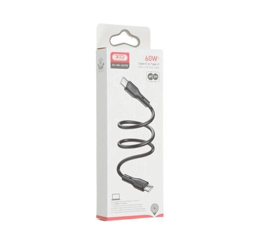 Кабель XO NB-Q231B Rock Series Type-c to Type-C 60W Data Cable Чорний 00000000354 фото