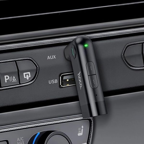 Автомобільний FM-трансмітер Bluetooth адаптер (ресівер) AUX Hoco E53 Dawn sound Black 00000000610 фото