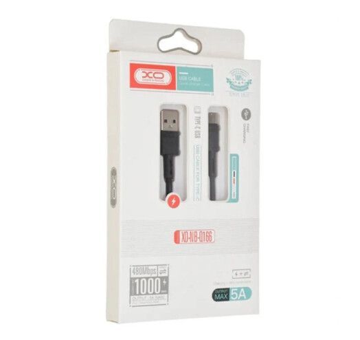 Кабель XO NB-Q166 fast charging usb cable for Type-c 5A/1m Чорний 00000000969 фото
