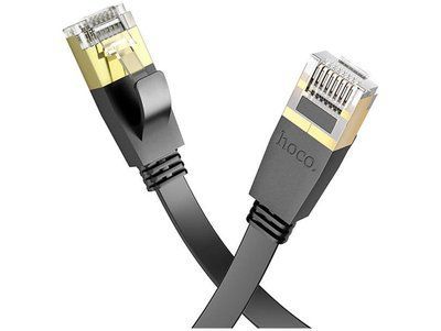 Інтернет кабель HOCO US07 General pure copper flat network cable 6Gbit/10m. Чорний 00000001021 фото