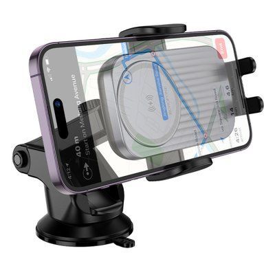 Автотримач BOROFONE BH222 Leading push-type wireless fast charging car holder(center console) чорний 00000000864 фото