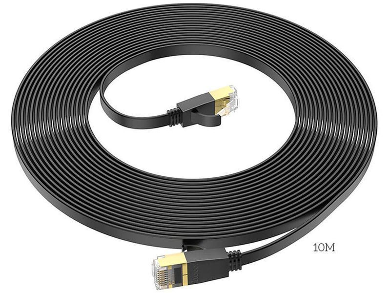 Інтернет кабель HOCO US07 General pure copper flat network cable 6Gbit/10m. Чорний 00000001021 фото