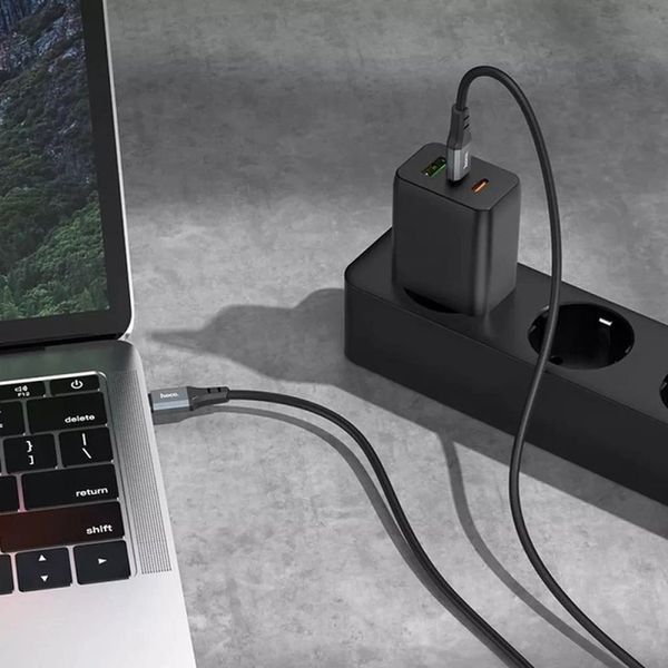 PD Кабель HOCO X86 Type-C to Type-C Spear 60W silicone charging data cable 1m Black 00000000973 фото