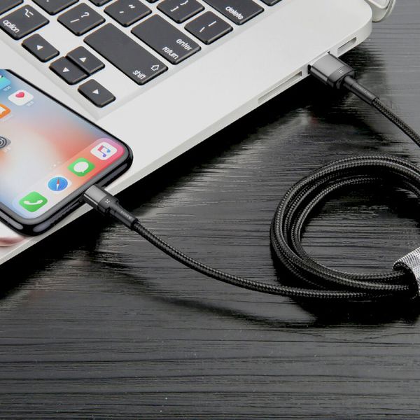 Кабель Baseus Cafule Cable USB for Lightning 1.5A 2.0m (CALKLF-HG1) Grey, Black 00000000083 фото