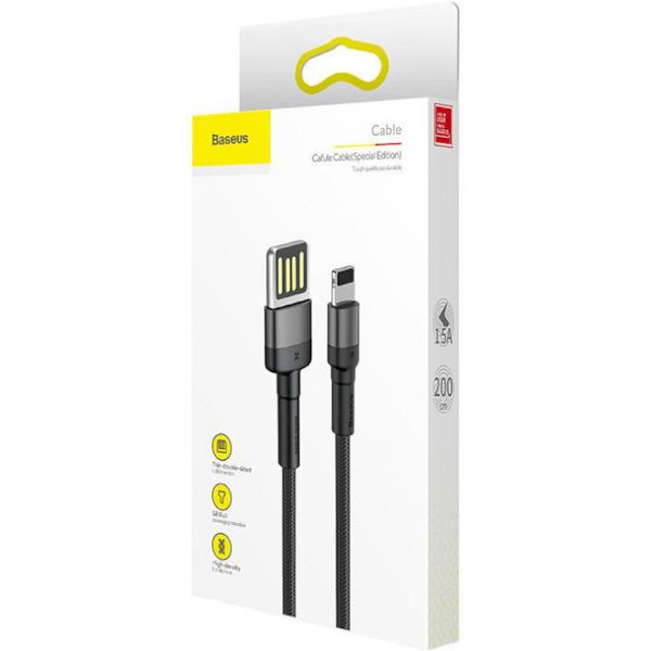 Кабель Baseus Cafule Cable USB for Lightning 1.5A 2.0m (CALKLF-HG1) Grey, Black 00000000083 фото