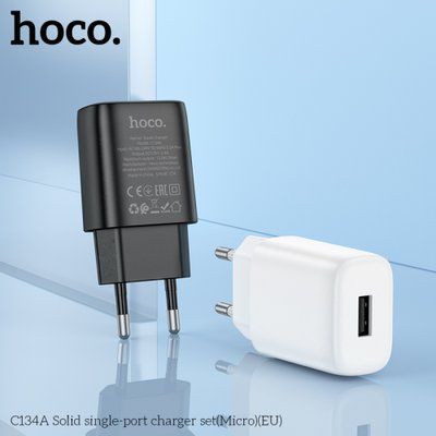 МЗП HOCO C134A Solid single-port charger set 2,4A (Micro) Black 00000000817 фото
