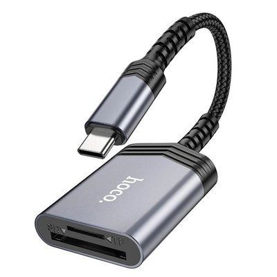 Картрідер HOCO UA25 2-in-1 card reader Type-C Metal gray 00000001016 фото