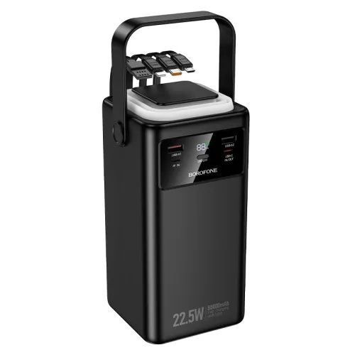 Зовнішній акумулятор (повербанк) BOROFONE BJ65B High 22.5W+PD20W+four-cables 80000mAh чорна 00000000248 фото