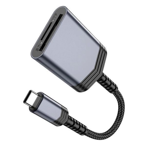 Картрідер HOCO UA25 2-in-1 card reader Type-C Metal gray 00000001016 фото