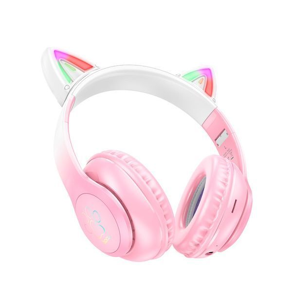 Навушники накладні HOCO W42 Cat Ears over-ear BT headphones BT5.3 Cherry Blossom 00000000404 фото