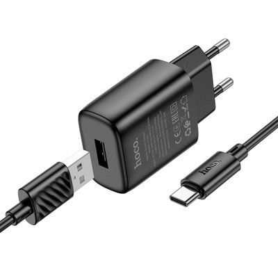 МЗП HOCO C134A Solid single-port charger set 2,4A (Type-C) Black 00000000819 фото