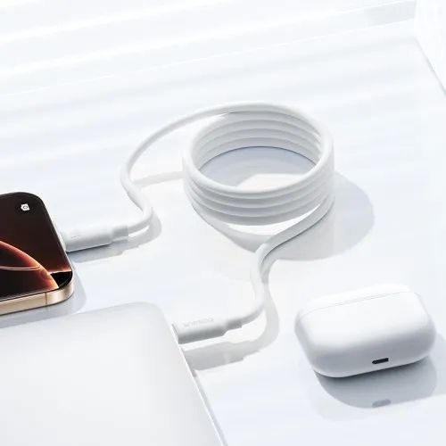 PD кабель Baseus Foamed Silicone Pro Magnetic Tipe-C to Type-C 100W 1m White E0426D01 00000000359 фото