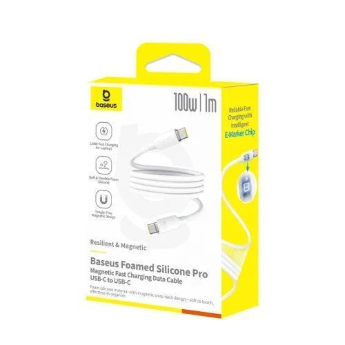 PD кабель Baseus Foamed Silicone Pro Magnetic Tipe-C to Type-C 100W 1m White E0426D01 00000000359 фото