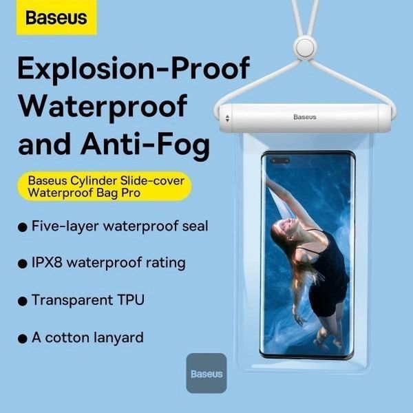 Водонепроникний чохол для мобільного телефона Baseus Cylinder Slide-cover Waterproof Bag Pro White(FMYT000002) 00000005081 фото