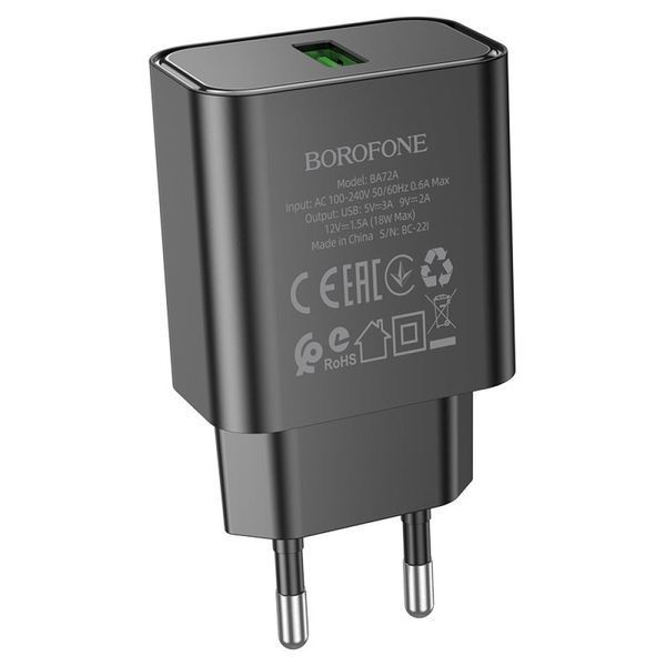 МЗП BOROFONE BA72A Spring 18W/QC3.0/1USB чорний 00000000767 фото