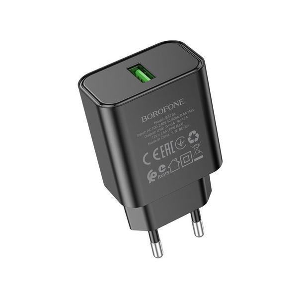 МЗП BOROFONE BA72A Spring 18W/QC3.0/1USB чорний 00000000767 фото