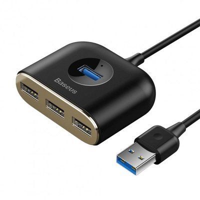 USB HUB Baseus Square round 4 in 1 USB HUB Adapter(USB3.0 TO USB3.0*1+USB2.0*3) 1m Black CAHUB-AY01 00000001031 фото
