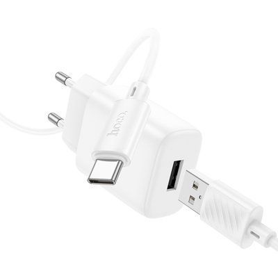 МЗП HOCO C134A Solid single-port charger set 2,4A (Type-C) White 00000000820 фото