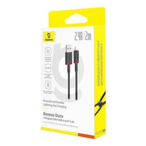 USB кабель Baseus Dura Series USB to Lightning 2.4A 2m Black-red P10377801U01-03 00000000362 фото