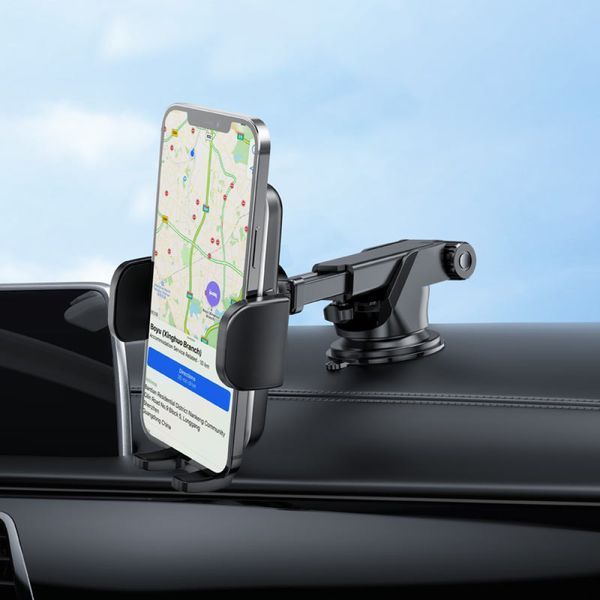 Автотримач Hoco CA95 Polaris push-type telescopic suction cup car holder Чорний 00000000872 фото