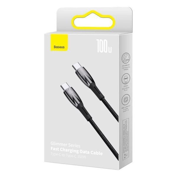 PD кабель Baseus Glimmer Series Fast Charging Data Cable Type-C to Type-C 100W 1m Black CADH000701 00000001027 фото