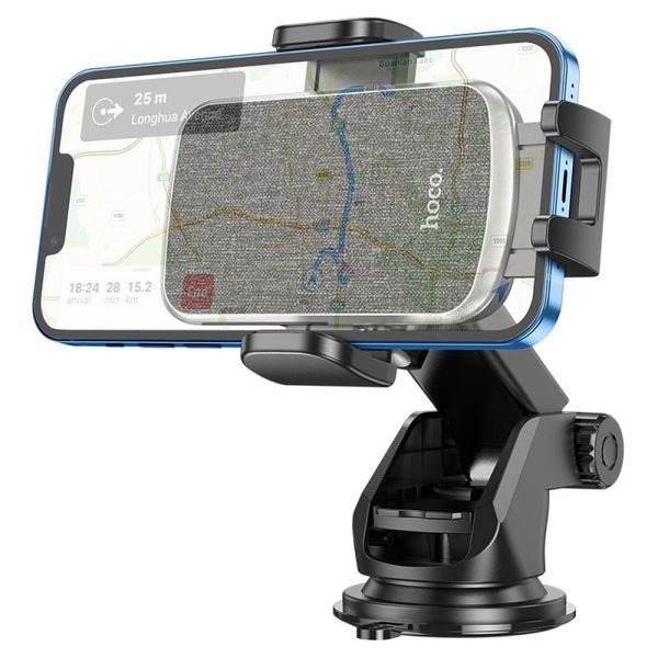 Автотримач Hoco CA95 Polaris push-type telescopic suction cup car holder Чорний 00000000872 фото